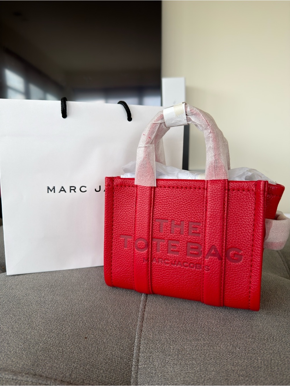 Marc Jacobs The Mini Leather Tote Bag – True Red – New